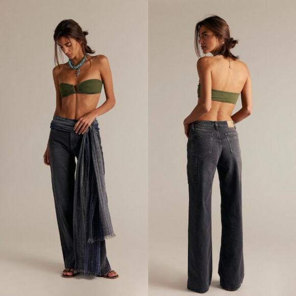 Free People Denim - We The Free Tinsley Baggy Mid-Rise Straight Leg Jeans Blow Out Black 27"